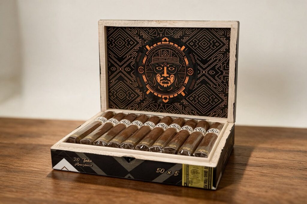 Open box of Inca Amazonico cigars
